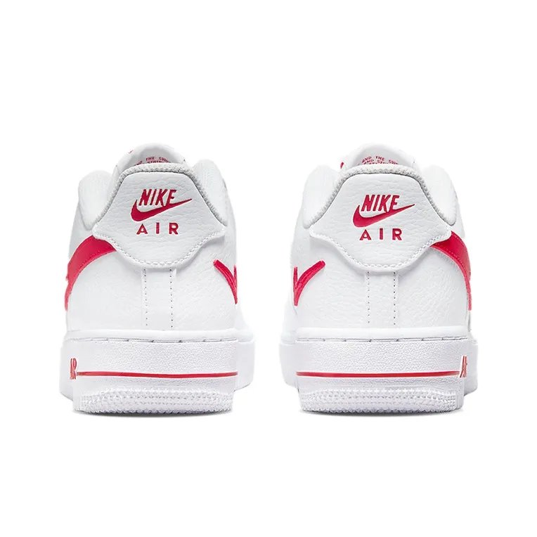 Nike Air Force 1 Low White Red Cut Out Swoosh GS-4