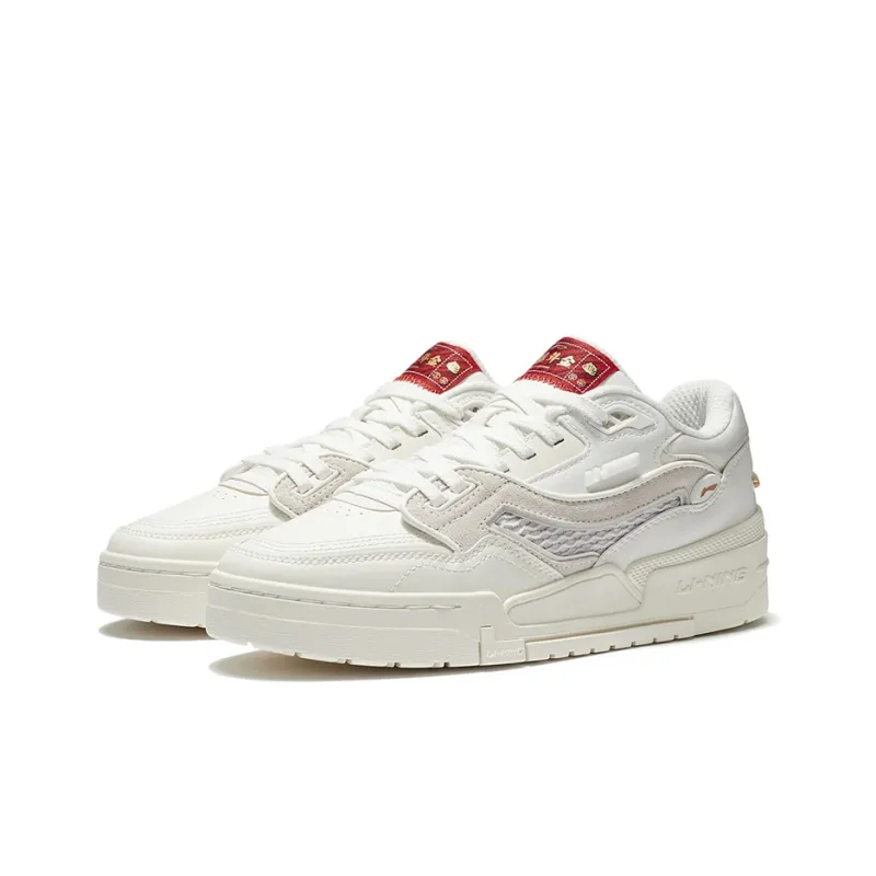 LiNing 001 BTC Slip Resistant Cushioning Abrasion Resistant Lightweight Low Top Skateboard Shoes Women's Mist White-2