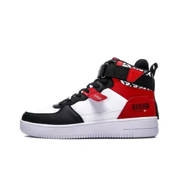 XTEP Wear Resistant High Top Skateboard Shoes Men's White Red Black