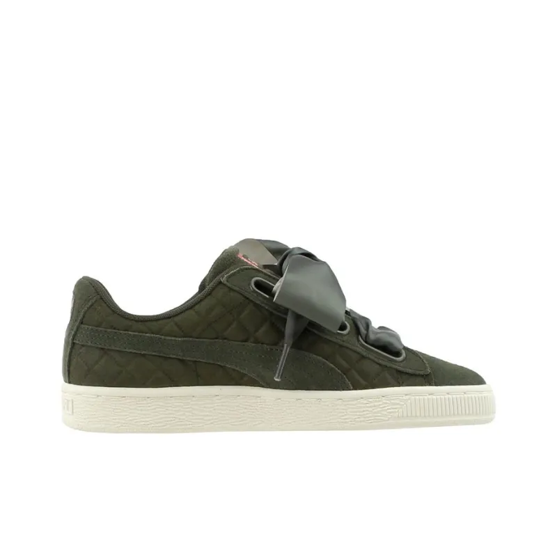 PUMA Suede Heart Quilt Olive Night Women's-1
