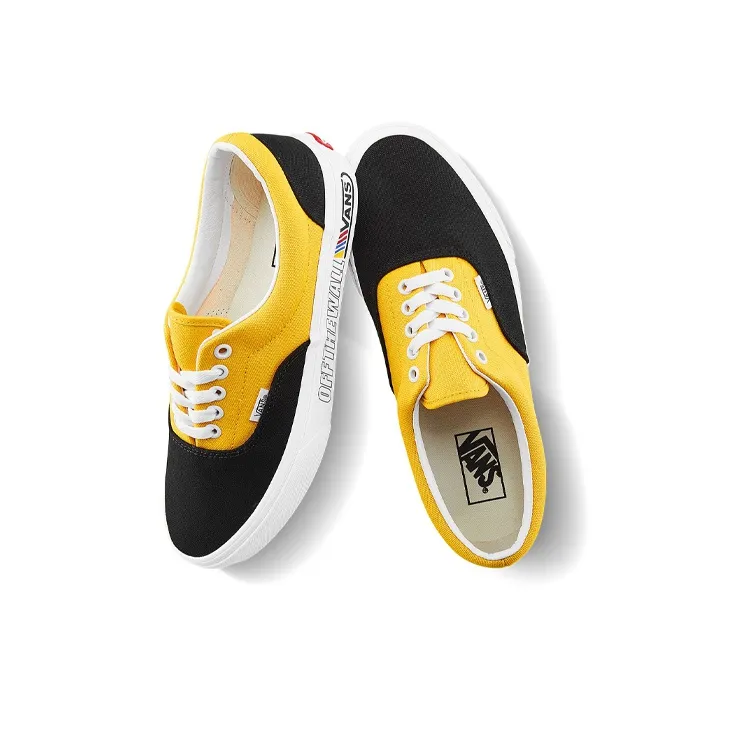 Vans Era Retro Casual Skate Shoes Unisex Black Yellow Splicing 'Black Yellow'-3