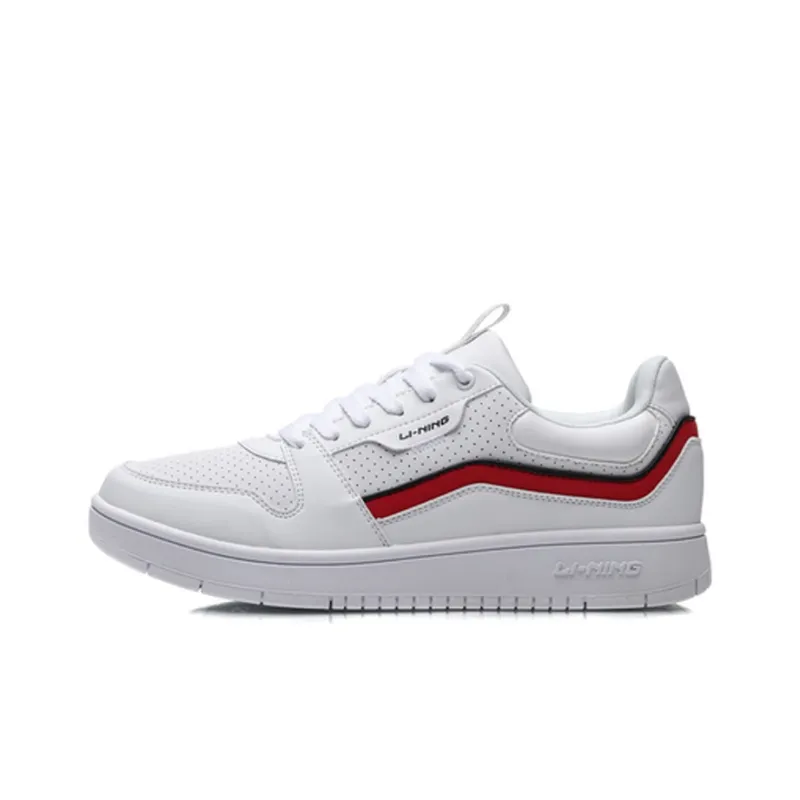 LiNing Anti Slip Wear Resistant Low Top Skateboard Shoes Men's White-0