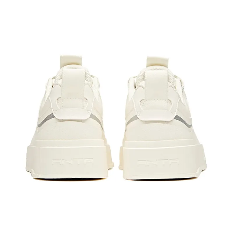 Anta Life Collection Anti Slip Wear Resistant Low Top Skateboard Shoes Men's White Silver-3