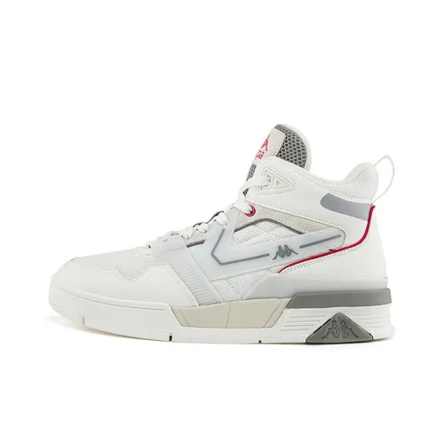 Kappa Wear Resistant Slip Resistant High Top Skateboard Shoes Unisex White Gray