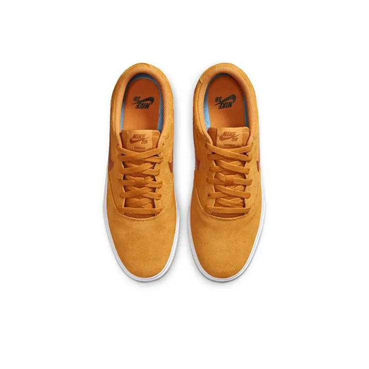 Nike SB Charge Suede Slip-Resistant Low-Top Skateboard Shoes Men's Brown Yellow-3