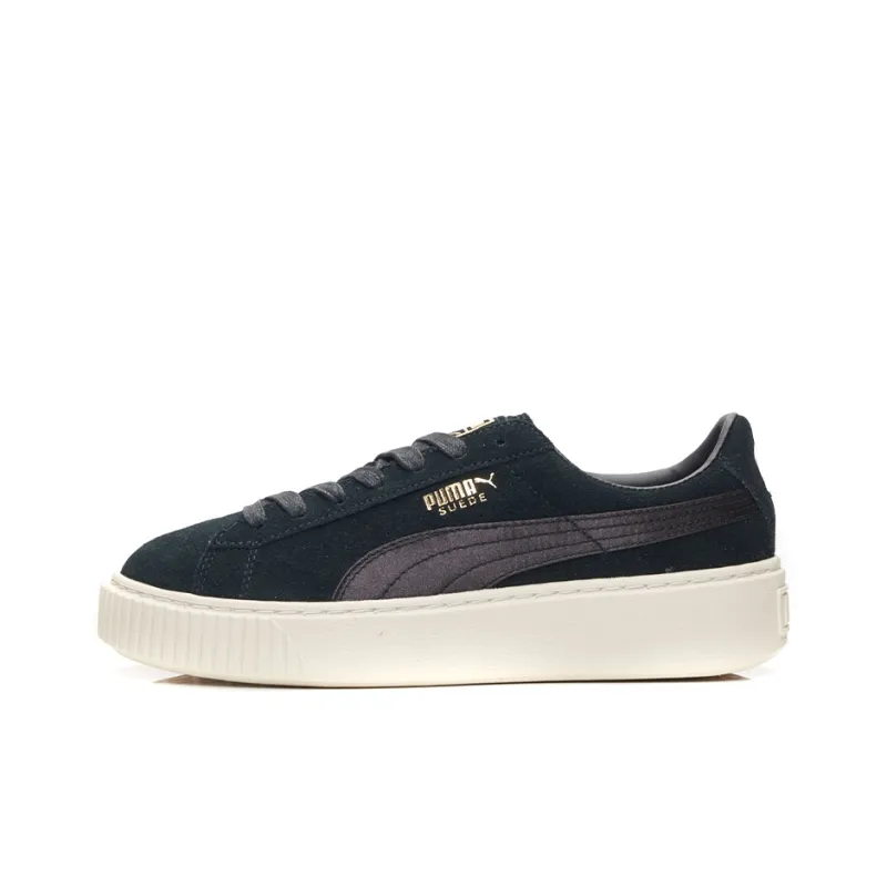 PUMA Suede Platform Satin 'Black White Gold' Women's-0