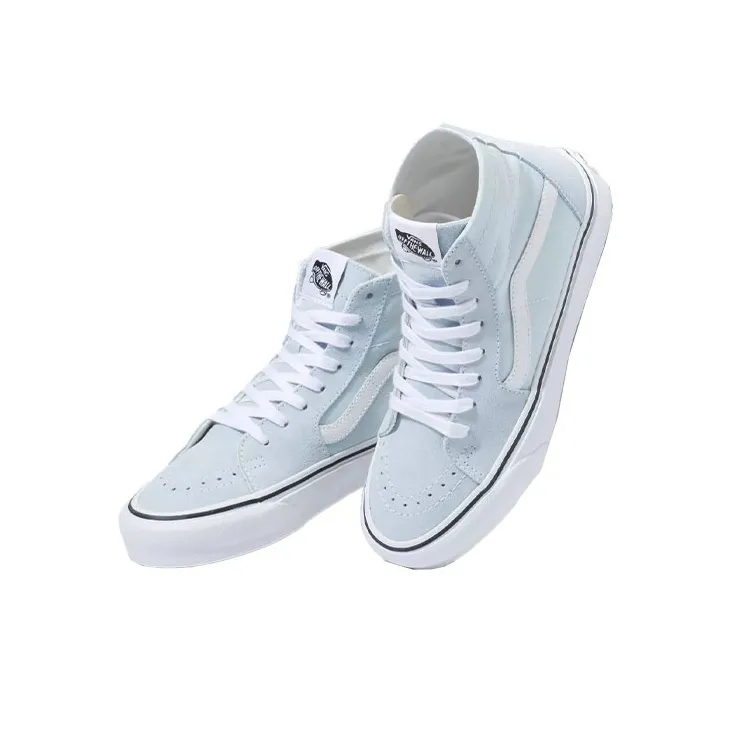 Vans SK8 Tapered Anti-Slip Wear-Resistant High-Top Skateboard Shoes Women's Light Blue White-1