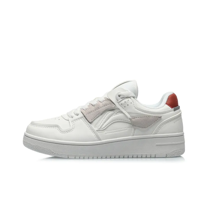 LiNing Tianji Anti Slip Wear Resistant Low Top Skateboard Shoes Women's Mist White-0