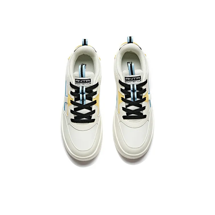 Anta Life Collection Lightweight Breathable Wear-Resistant Slip-Resistant Low-Top Skateboard Shoes Women's White Blue-2
