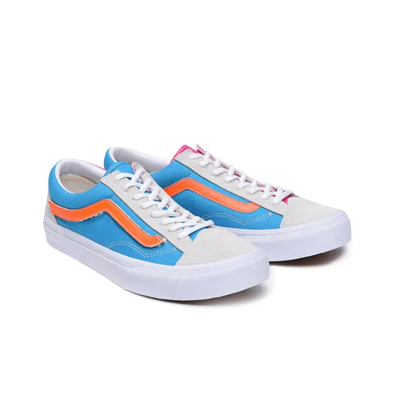 Vans Old Skool Anti-Slip And Wear-Resistant Lightweight Low-Top Skateboard Shoes Unisex Pink White Blue-1