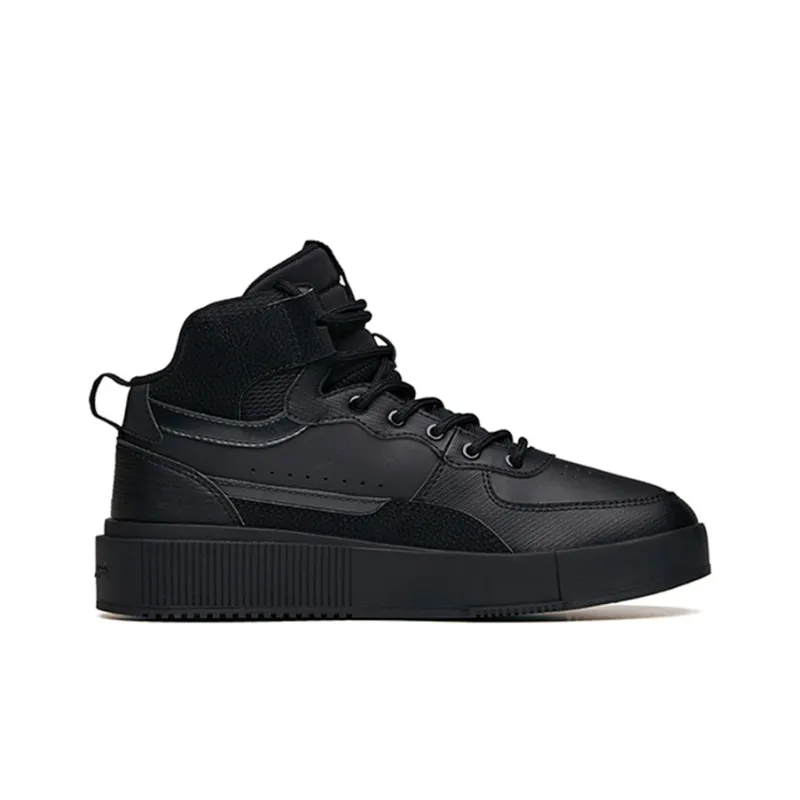 Anta Life Collection Wear Resistant Slip Resistant High Top Skateboard Shoes Women's Black-1