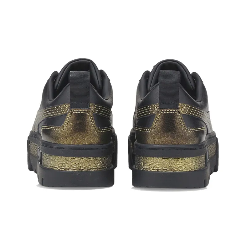 PUMA Mayze Anti-Slip And Wear-Resistant Lightweight Low-Top Skateboard Shoes Women's Black Gold-3