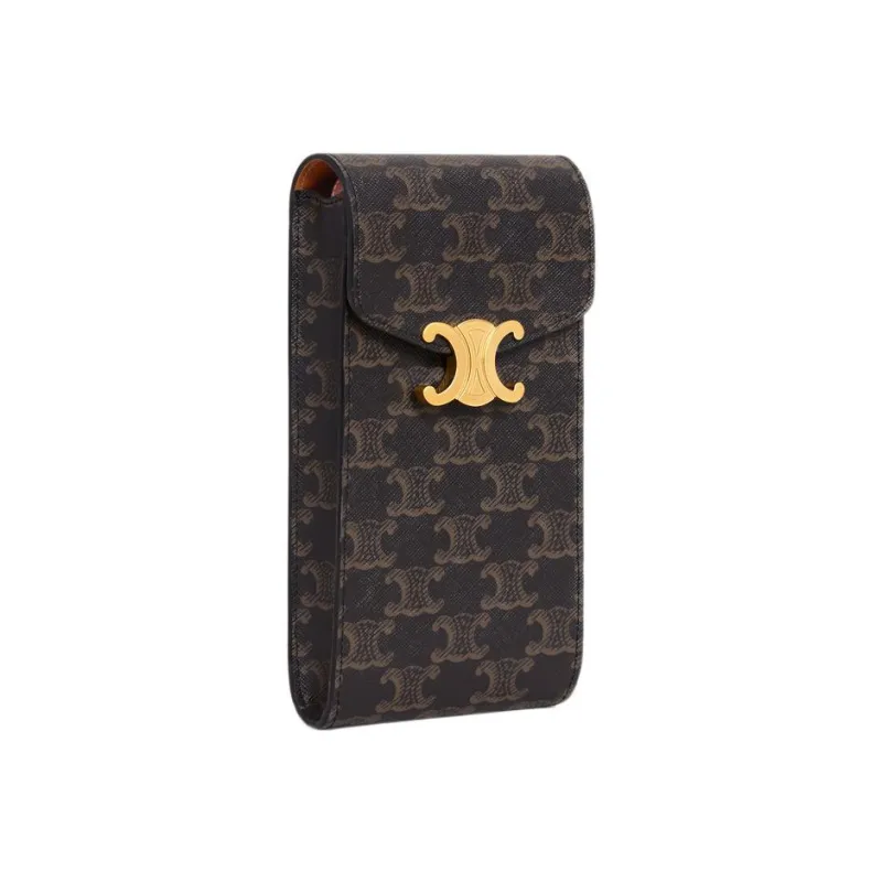 CELINE Triomphe Canvas Cell Phone Pouch Women's Brown-1