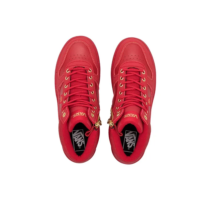 Vans Skateboard Shoes Unisex High Top Red Gold-2