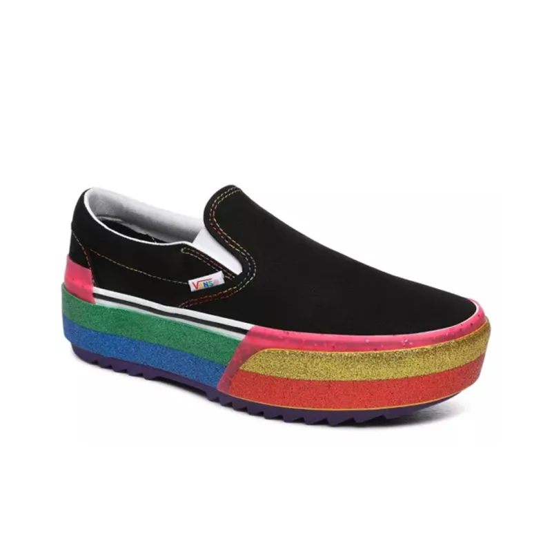 Vans Classic Slip On Stacked Platform 'Glitter Black Rainbow'-2