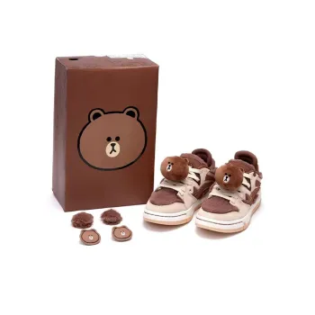 LINE FRIENDS x LiNing Wave Pro Anti Slip And Wear Resistant Lightweight Low Top Skateboard Shoes Women's Brown