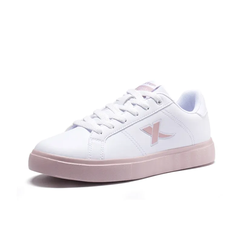 XTEP Coverage Anti Slip Wear Resistant Lightweight Breathable Low Top Skateboard Shoes Women's White Soft Powder-1