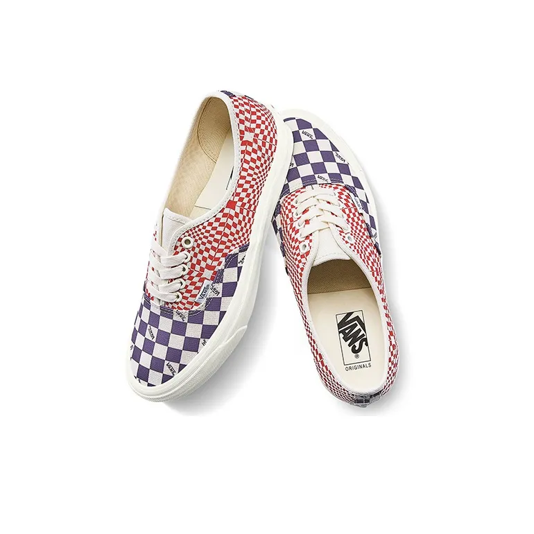 Vans Authentic Logo Check Violet Indigo Racing Red-3