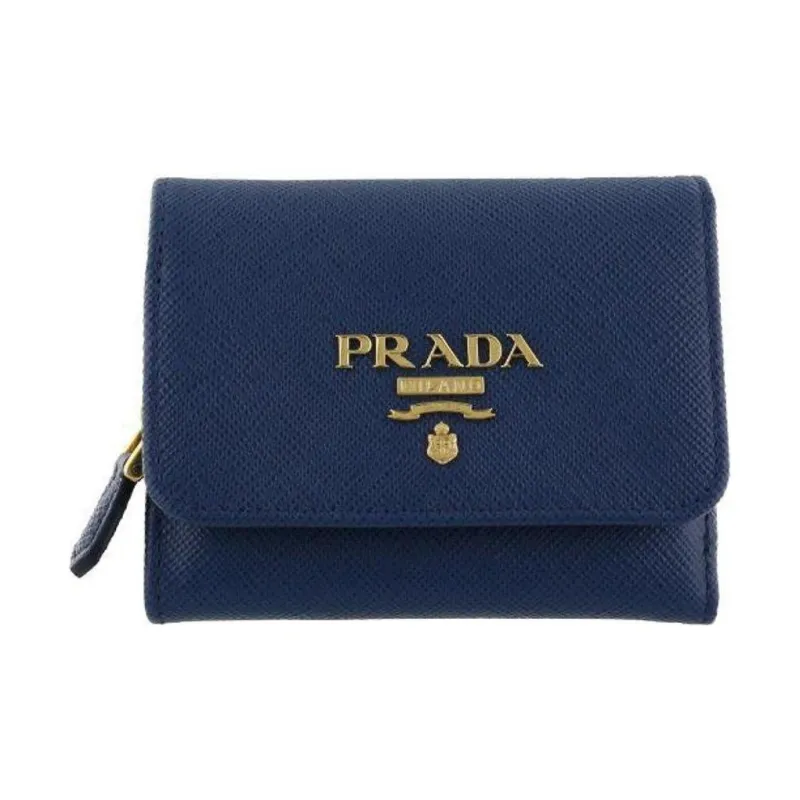 PRADA Leather Wallet Women's Blue-0