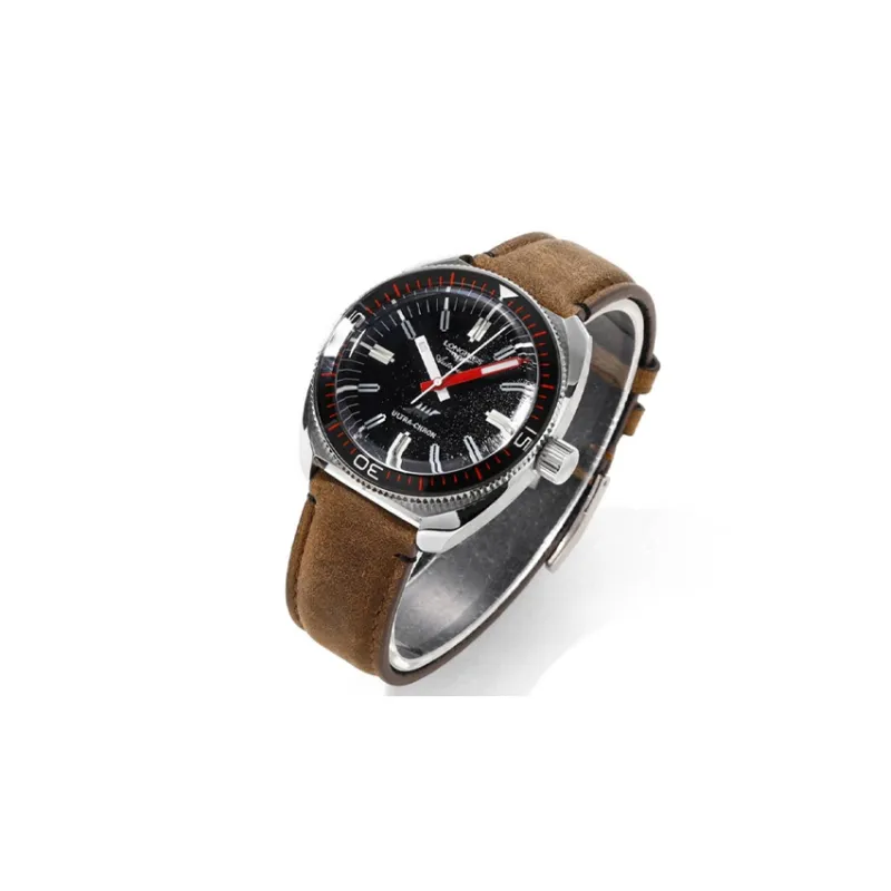 LONGINES Classic Vintage Mechanical Movement Men's Watch 43mm Black Dial Stainless Steel Case Cow Leather Strap-1