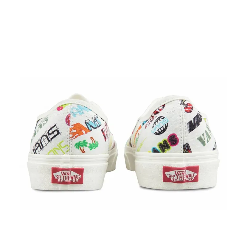 Vans Authentic Breathable Lightweight Low Top Casual Skate Shoes Unisex White Multi Color-4