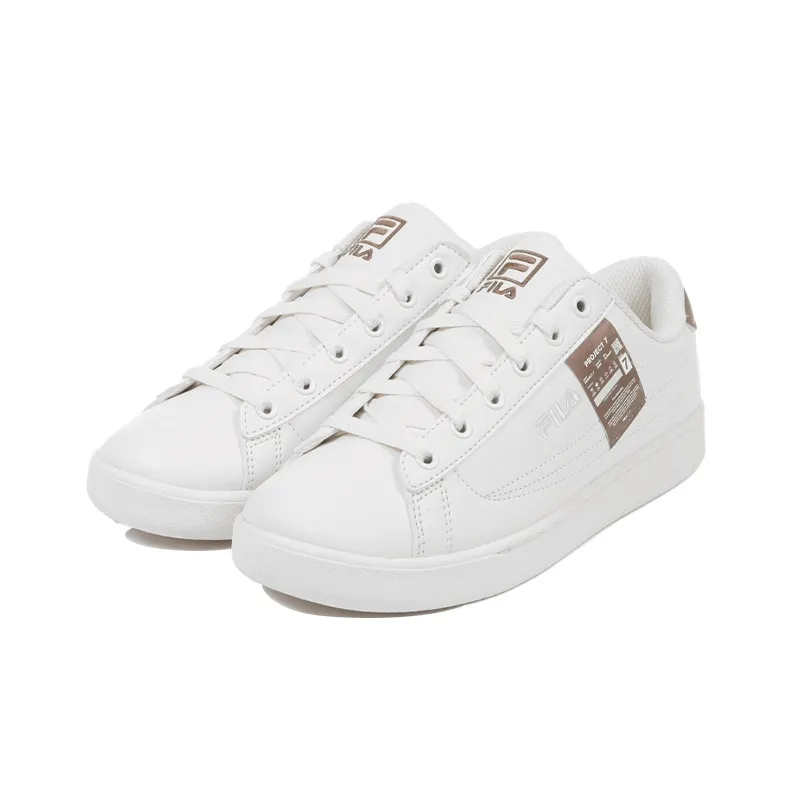 FILA Project 7 Slip Resistant, Abrasion Resistant, Lightweight Low Top Skateboard Shoes Unisex White Brown Korean Style-1