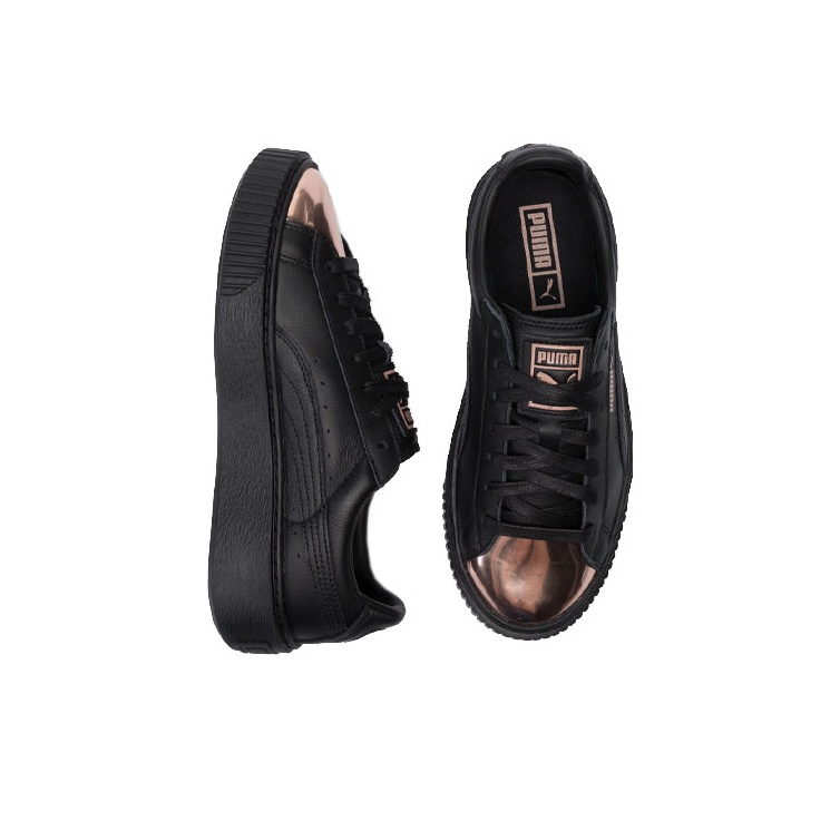 puma basket platform metallic rose gold