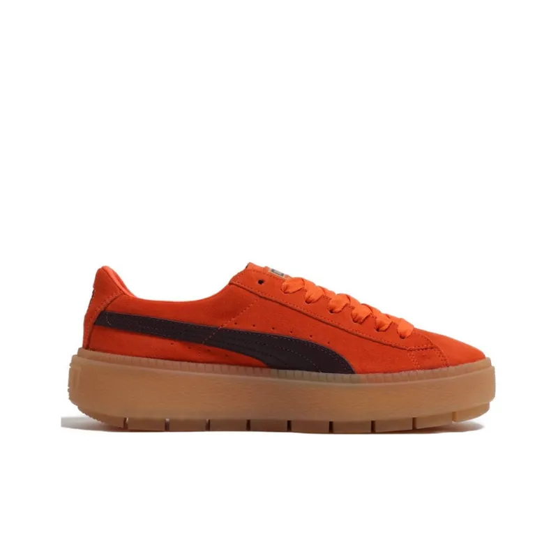 PUMA Suede Series Skateboard Shoes Women's Low Top Orange-1