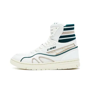 LI NING 1990 Classic Collection Coverage Wear Resistant High Top Skateboard Shoes Women's Ecru
