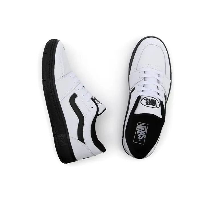 Vans Leather Fairlane Sneakers Black/White Women's-3