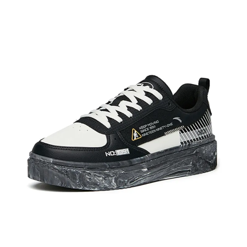 Anta Life Collection Non slip Lightweight Low Top Skateboard Shoes Women's Black White-2
