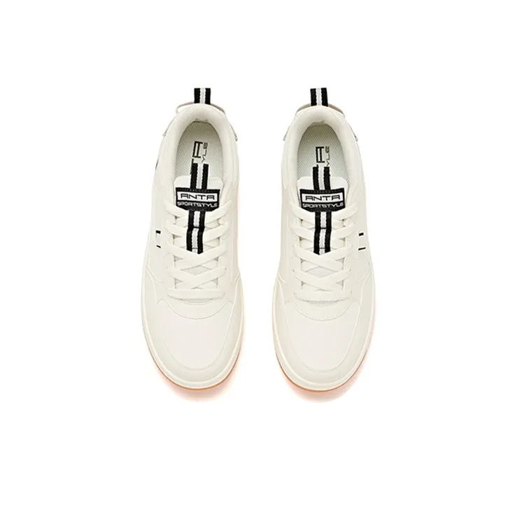 Anta Slip Resistant Cushioning Abrasion Resistant Lightweight Low Top Skateboard Shoes White Black-3