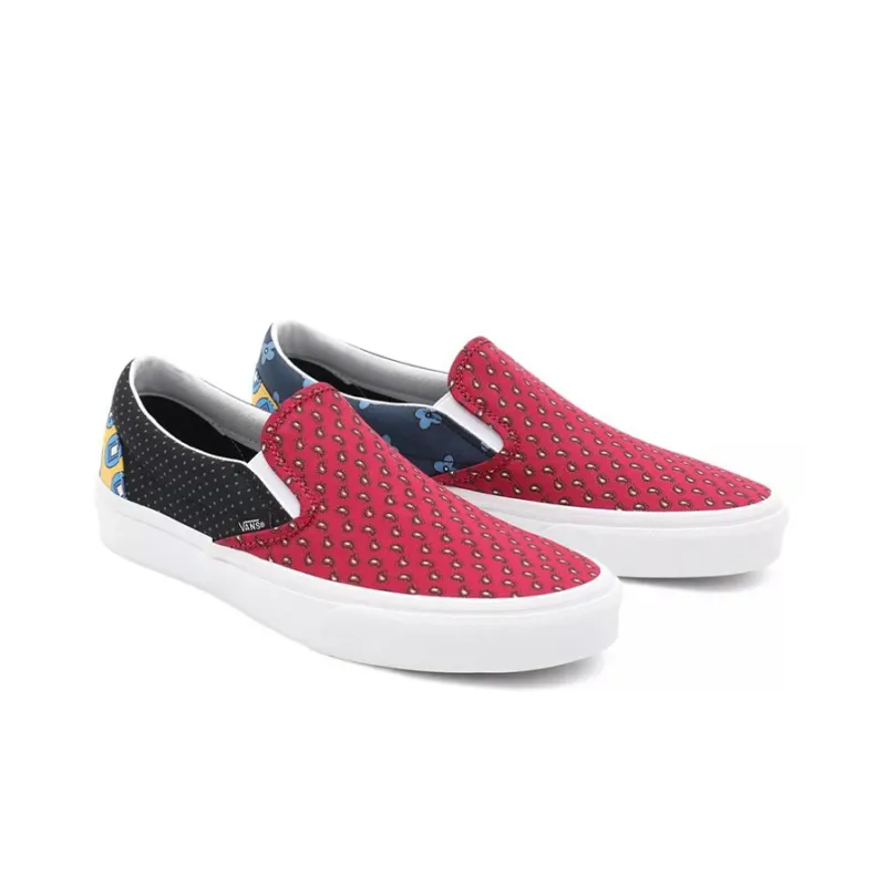 Vans Slip On Breathable Wear Resistant Non Slip Low Top Casual Skate Shoes Unisex Red Blue-2