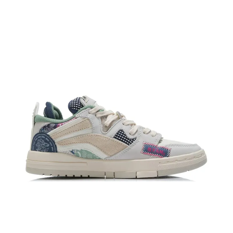 LiNing Wave Pro Anti Slip And Wear Resistant Lightweight Low Top Skateboard Shoes Women's Gray Green-1