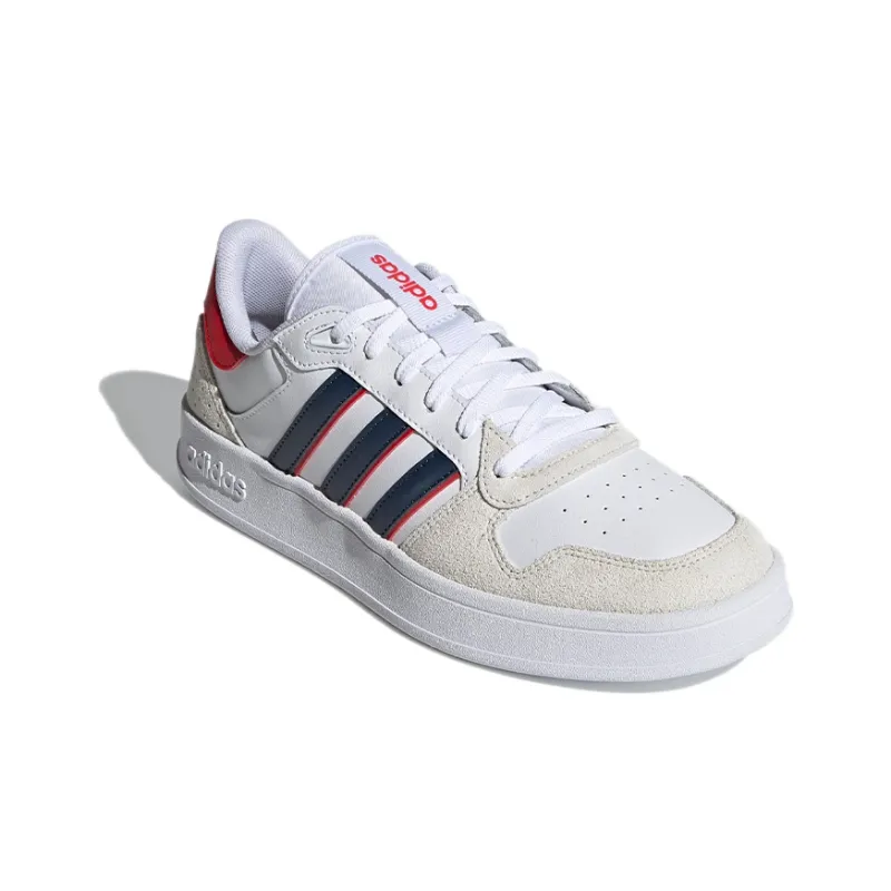 Adidas Neo Breaknet Plus Low Top Skateboard Shoes Men's White Gray Red-2