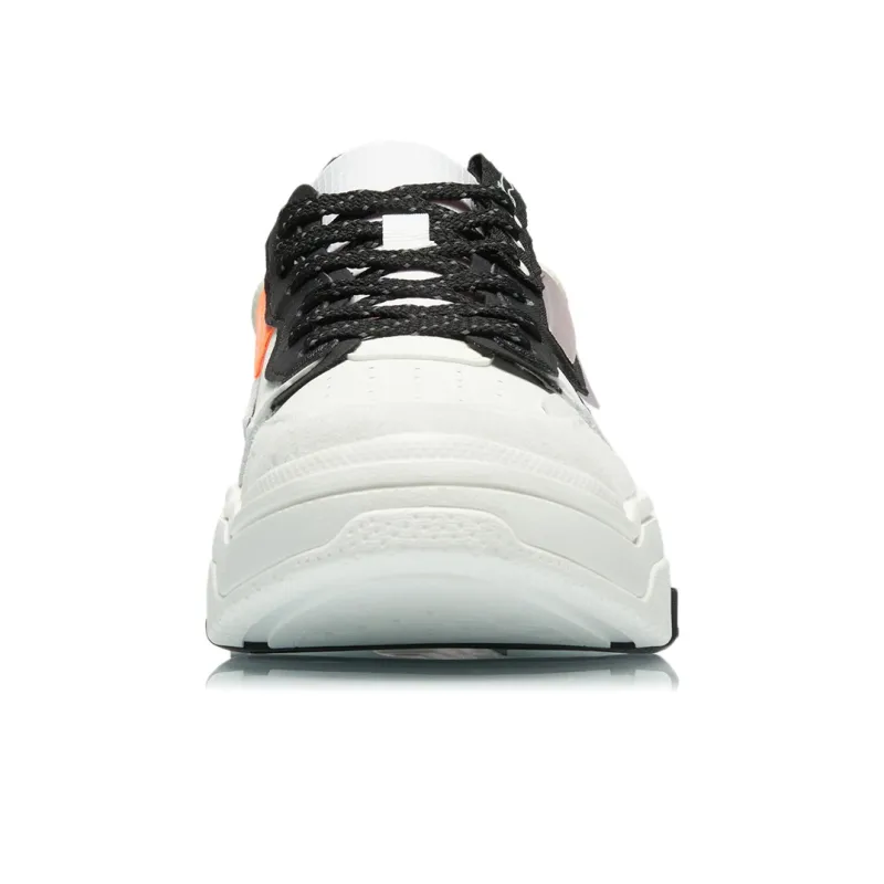 LiNing Geek Slip Resistant Cushioning Abrasion Resistant Lightweight Low Top Skateboard Shoes Men's White Black-4