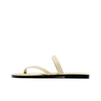 ZARA Rubber Sole Flip Flops Women's Light Beige Yellow