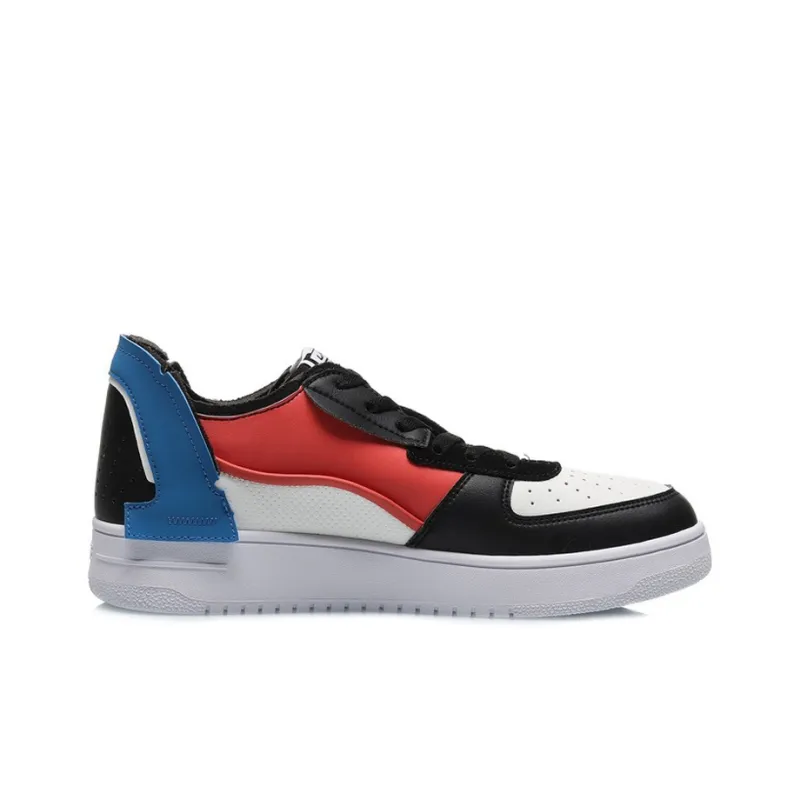 LiNing CF De Sequencing Slip Resistant, Abrasion Resistant, Breathable Low Top Casual Skateboard Shoes Black Blue Red-1