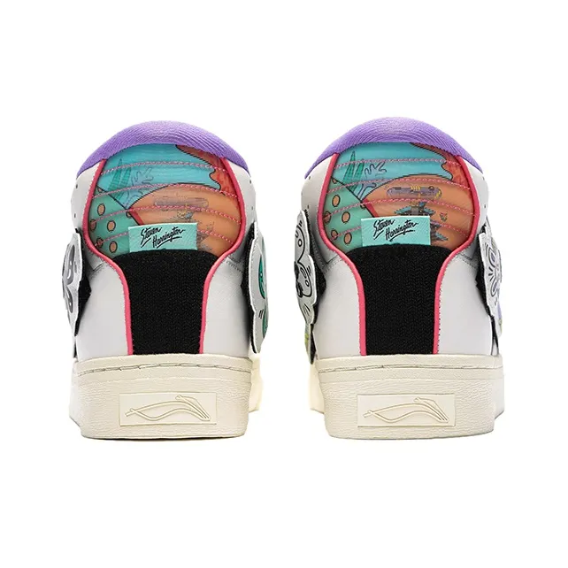 Steven Harrington x LiNing Wave Anti Slip And Wear Resistant Lightweight High Top Skateboard Shoes Women's White-4