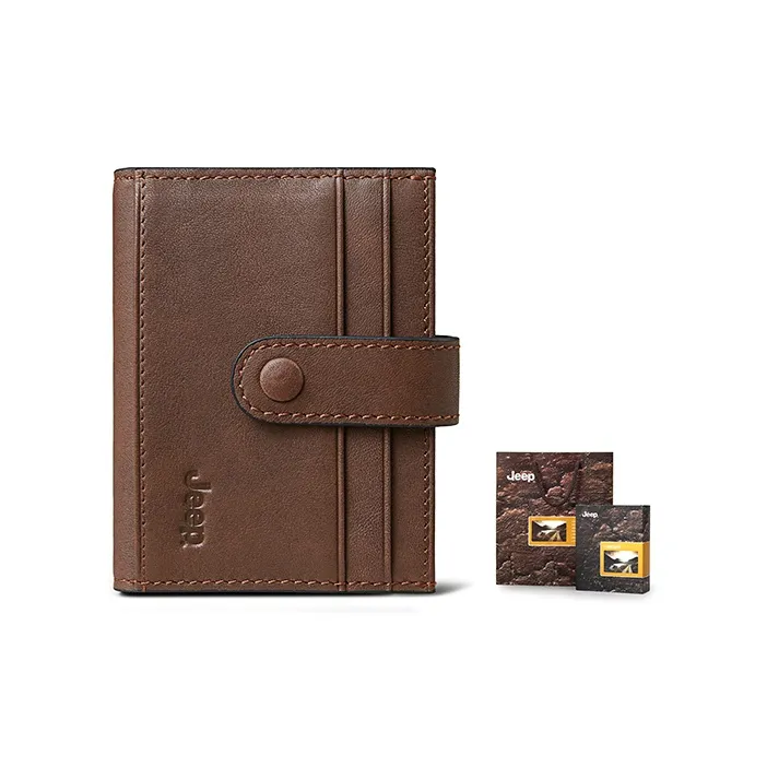 Jeep Cow Leather Card Holder Men's Coffee-0