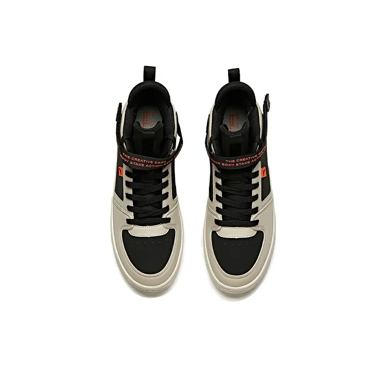 Anta Coverage Slip Resistant Cushioning Mid Top Skateboard Shoes Men's Black Gray-2