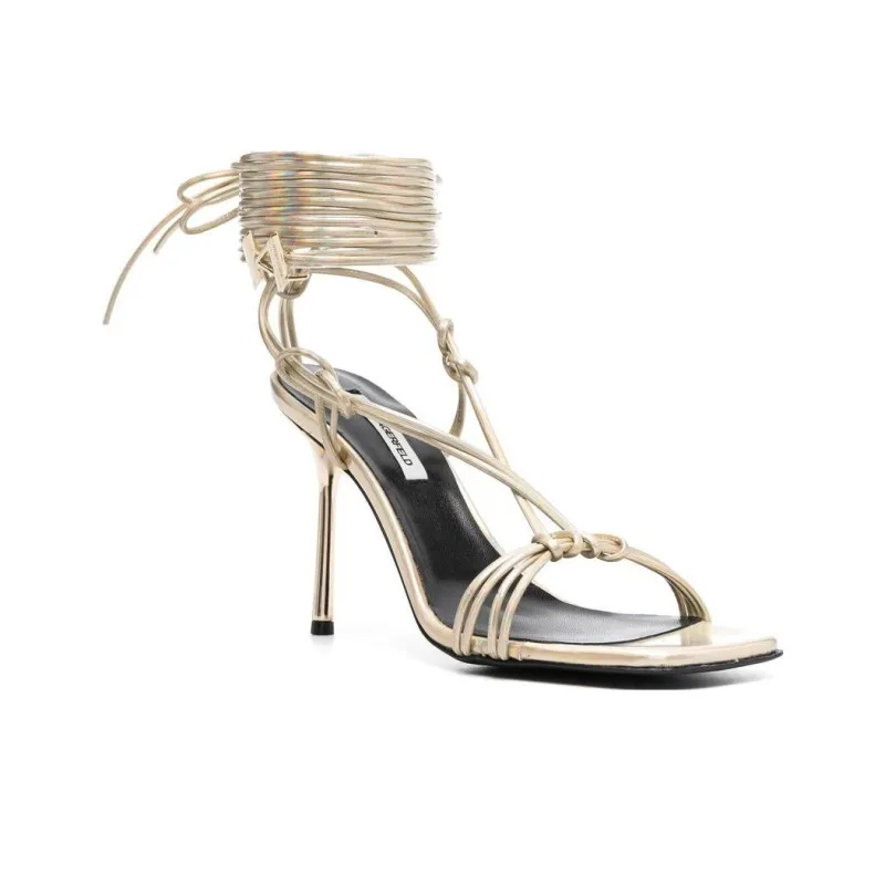 KARL LAGERFELD Gala Shimmer Lace-up Sandals-2
