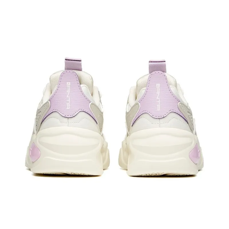 ANTA Life Collection Skateboard Shoes Women's Low Top Ivory White/Shade 1 Gray/Light Lilac-4