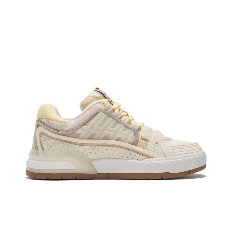 LiNing Skateboard Shoes Women's Low Top Light Antique Yellow-1