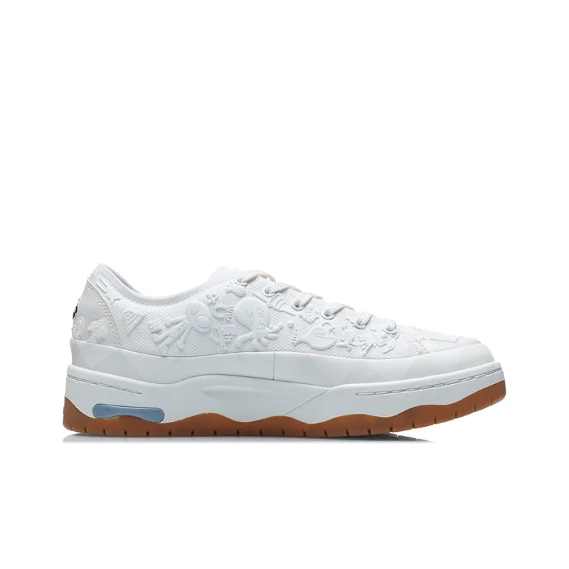 LiNing CF Pursuit Anti Slip And Wear Resistant Lightweight Low Top Skateboard Shoes Unisex Mist White-1