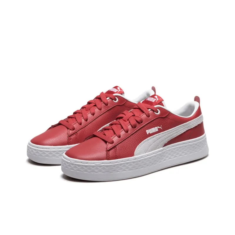 PUMA Smash Platform L Low Tops Retro Casual Skateboarding Shoes Red Women's-2