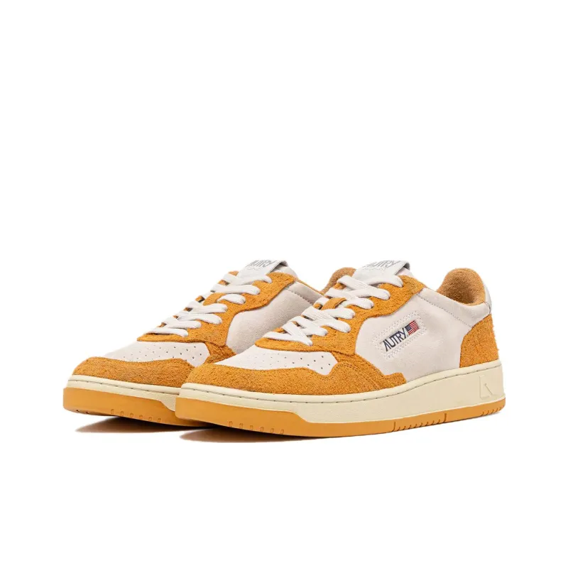AUTRY Medalist Low Sneakers 'White Orange Hair Effect Suede'-1