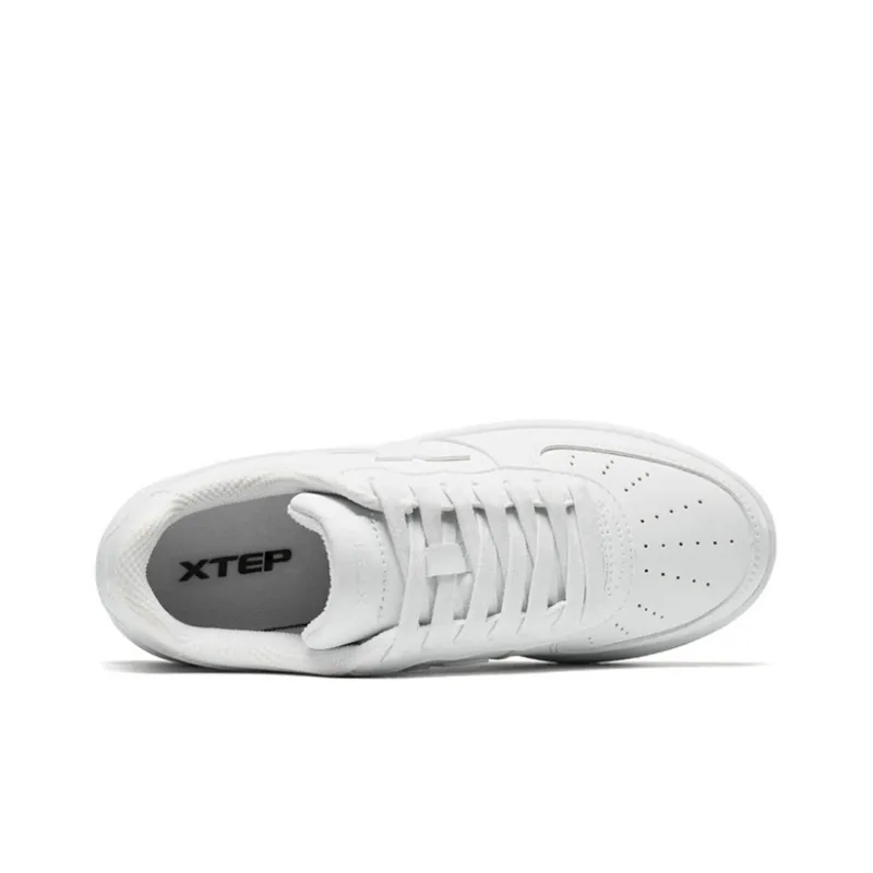 XTEP Anti Slip Wear Resistant Low Top Skateboard Shoes Women's White-3