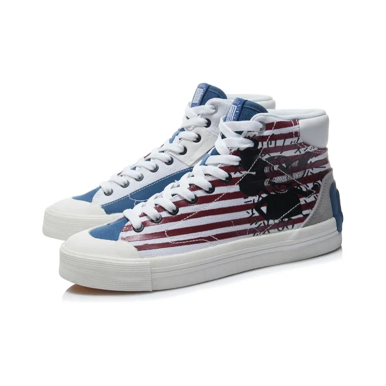 Keith Haring X LINING Disney Skateboard Shoes Women's High Top Standard White/Paradise Blue-2