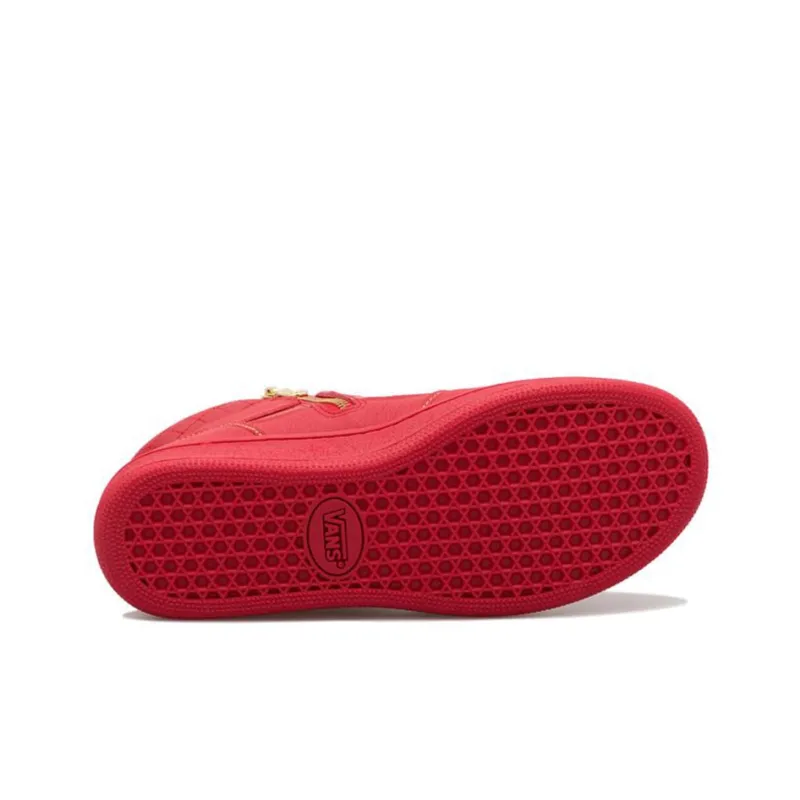 Vans Skateboard Shoes Unisex High Top Red Gold-4